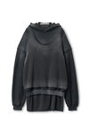 Alexander Wang washed black oversize triple-layer unisex hoodie in cotton