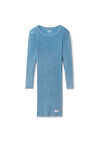 Alexander Wang washed blue langärmeliges loungewear-kleid aus gerippter baumwolle