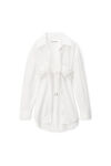 alexander wang ruched bandeau shirt in compact cotton bright white
