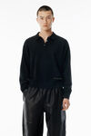 Alexander Wang black black wool-blend henley pullover