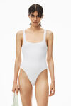 alexander wang bodysuit in textured jacquard jersey white