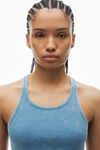 Alexander Wang washed blue débardeur court à dos nageur en coton côtelé