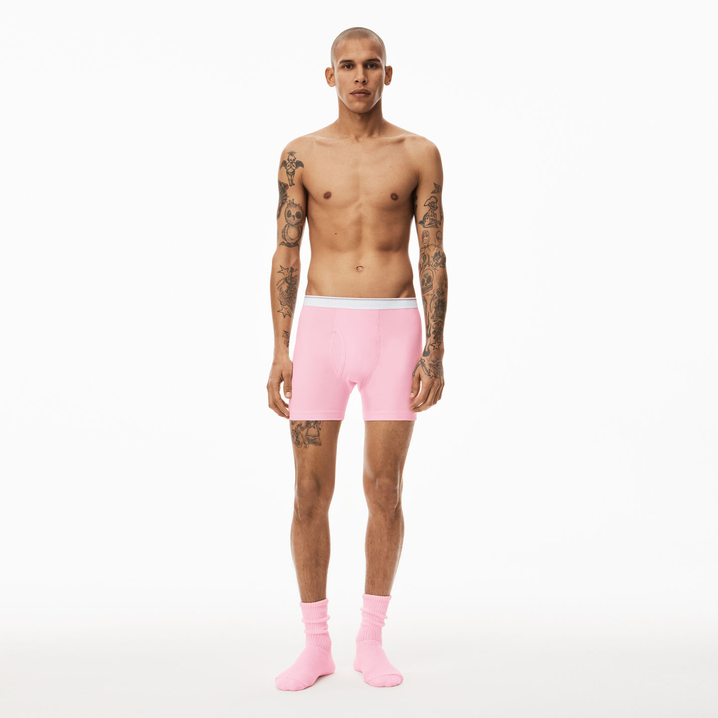 Alexander Wang Boxer Brief In Ribbed Jersey In Light Pink
