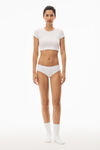 Alexander Wang white cropped short-sleeve tee in ribbed cotton jersey