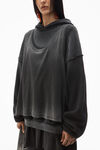 Alexander Wang washed black oversize triple-layer unisex hoodie in cotton
