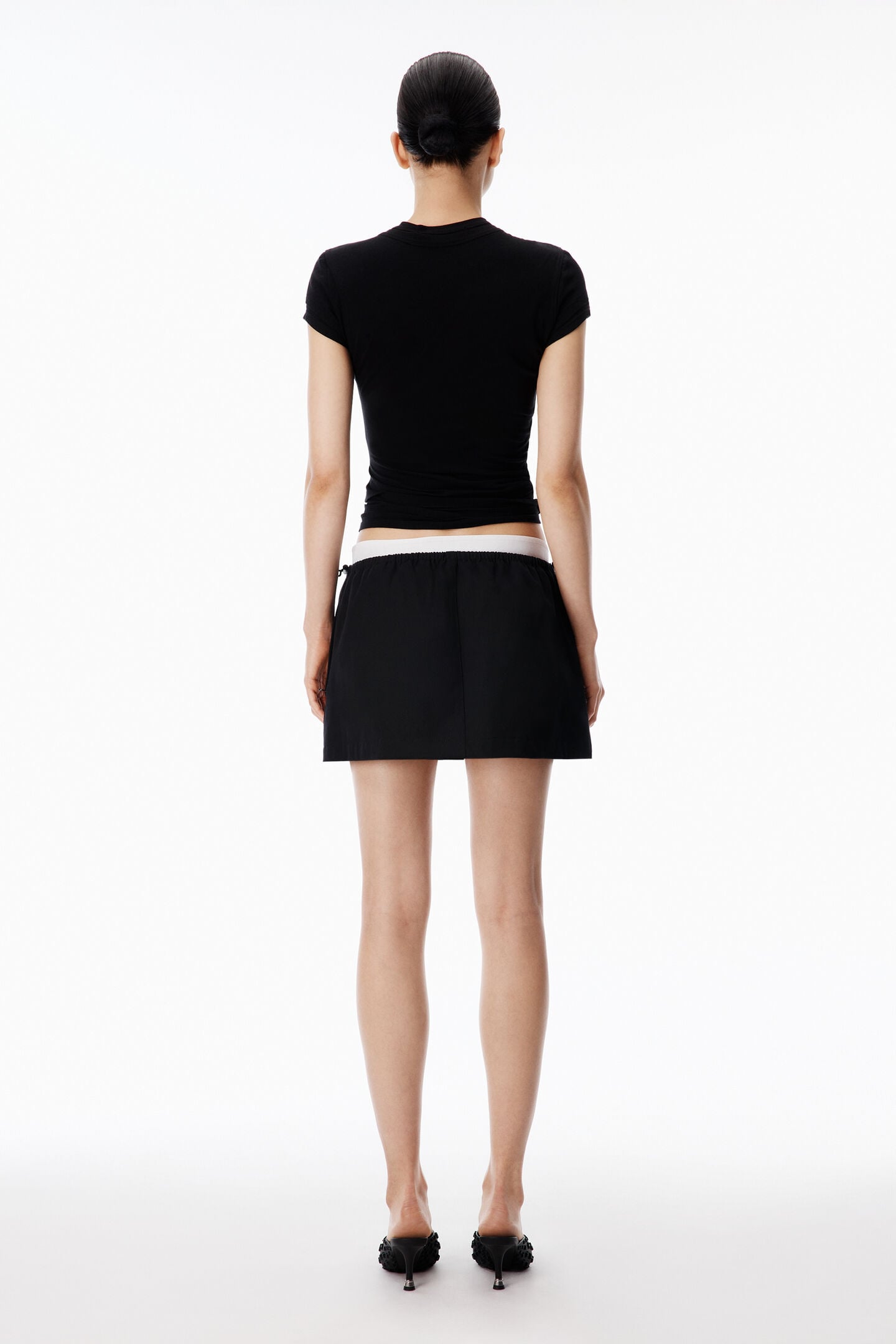 Alexander Wang Mid Rise Mini Logo Elastic Skirt In Black