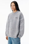 Alexander Wang grey multi grey oversized pullover with hand-crochet logo
