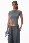 Alexander Wang grey crystal hotfix logo cotton baby tee