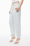 alexander wang puff logo sweatpant in structured terry    light heather grey