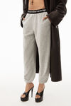 alexander wang logo elastic jogger in stretch corduroy heather grey