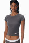 Alexander Wang army drab grey scoop neck ribbed cotton tee