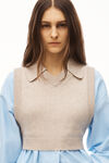 alexander wang bilayer sweater vest in oxford shirting silver mink
