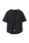 Alexander Wang washed black oversize-baseballhemd aus baumwolljersey