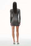 alexander wang 罗纹棉长袖圆领连衣裙 dark heather grey