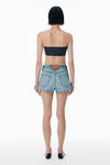 Alexander Wang vintage bleach blue regen indigo denim skort with chain belt