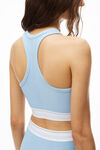 alexander wang logo elastic bra top in stretch knit oxford
