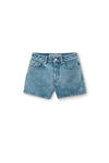Shorty Denim-Shorts mit hohem Bund und transparentem Hotfix