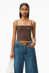 alexander wang clear hotfix camisole in light mesh chocolate