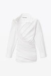 alexander wang draped back dress in cotton shirting white