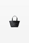 Alexander Wang black punch mini tote bag in crackle patent leather