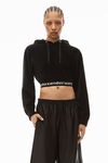 alexander wang long-sleeve hoodie in stretch corduroy  black