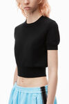 Alexander Wang black logo-embossed tee in superfine merino wool