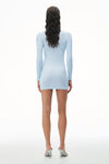 alexander wang 罗纹棉长袖圆领连衣裙 blue pearl