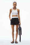 Alexander Wang black pleated shorts in wool tailoring