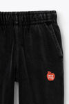 alexander wang kids puff logo sweatpant in velour washed pepper