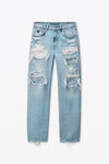 Alexander Wang light powder blue distressed ez mid-rise jeans with hardware