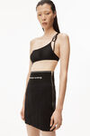 alexander wang logo elastic mini skirt in ribbed jersey black