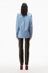alexander wang apple boyfriend shirt in compact cotton blue/pink