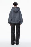 Alexander Wang washed asphalt puff logo hoodie in structured terry