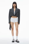 Alexander Wang charcoal cropped blazer in wool twill with clear bead hotfix