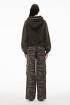 alexander wang puff logo hoodie in glitter terry army green
