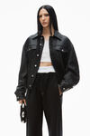 Alexander Wang faded black wide leg sweatpants with pre-styled logo brief waistband
