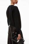 Alexander Wang black cardigan à col rond avec chaîne à billes en liseré