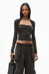 Alexander Wang washed charcoal haut froncé en jersey effet daim