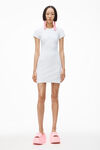 alexander wang logo mini dress in textured jacquard  white