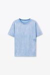 Alexander Wang washed pale blue 棉质平纹针织布堆叠徽标装饰 t 恤