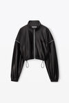 alexander wang cropped track jacket in satin jersey black