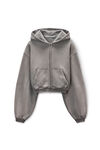 Alexander Wang washed cement 灰色加大款短款连帽衫