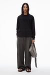 Alexander Wang black ユニセックス ディストレストロゴ コットンジャージー ロングスリーブ tシャツ