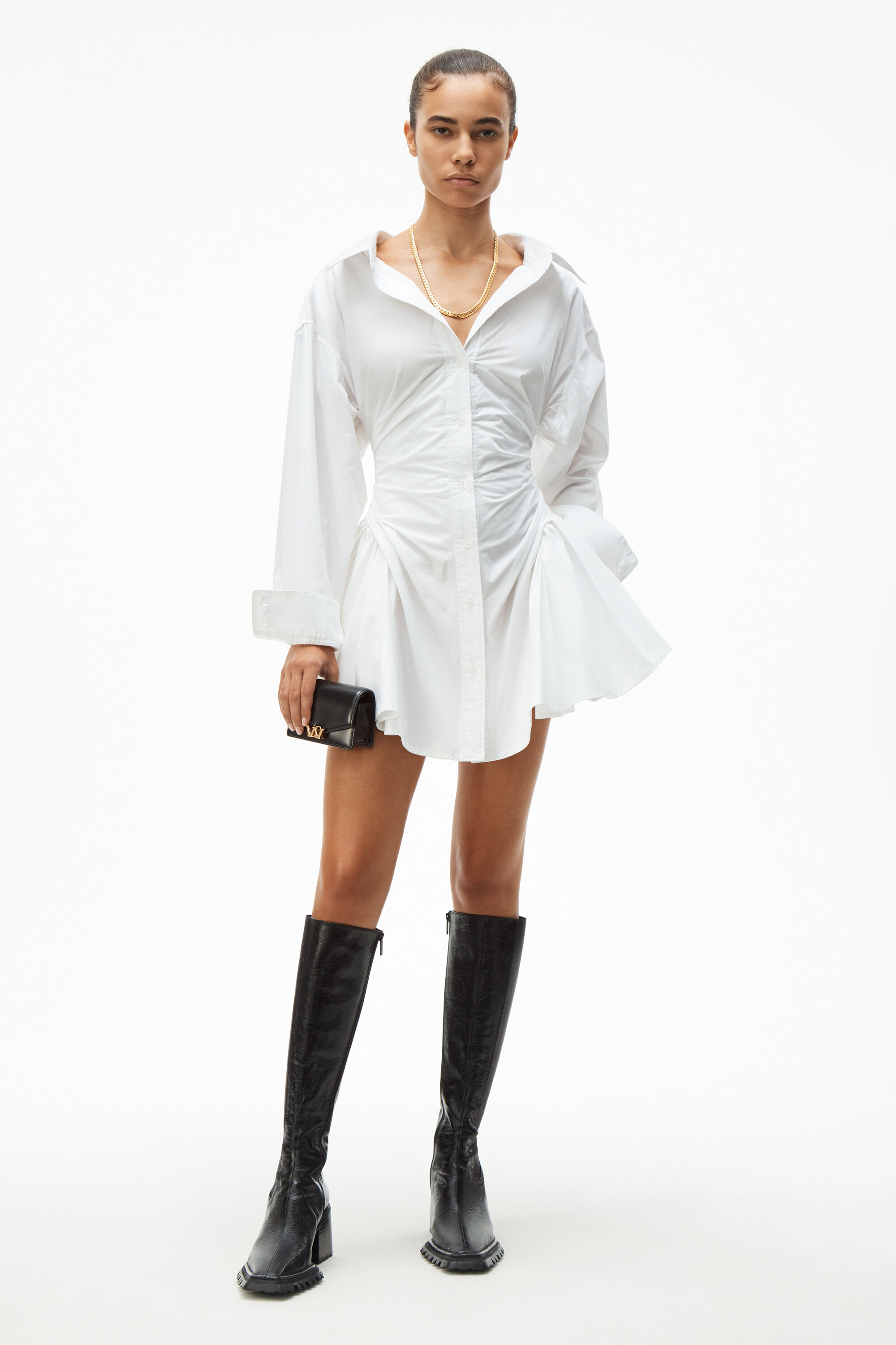 alexander wang cinched cotton shirt dress