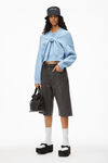 alexander wang front knot pullover in cashmere wool blue melange