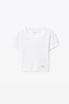 Alexander Wang white crystal hotfix short-sleeve cropped tee