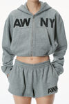 Alexander Wang dark heather grey deconstructed logo wrap hoodie