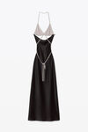 alexander wang crystal bikini gown in silk charmeuse black