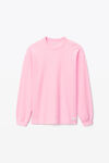 alexander wang unisex long sleeve in cotton waffle thermal  light pink