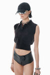 Alexander Wang washed black black cotton-blend chenille logo polo